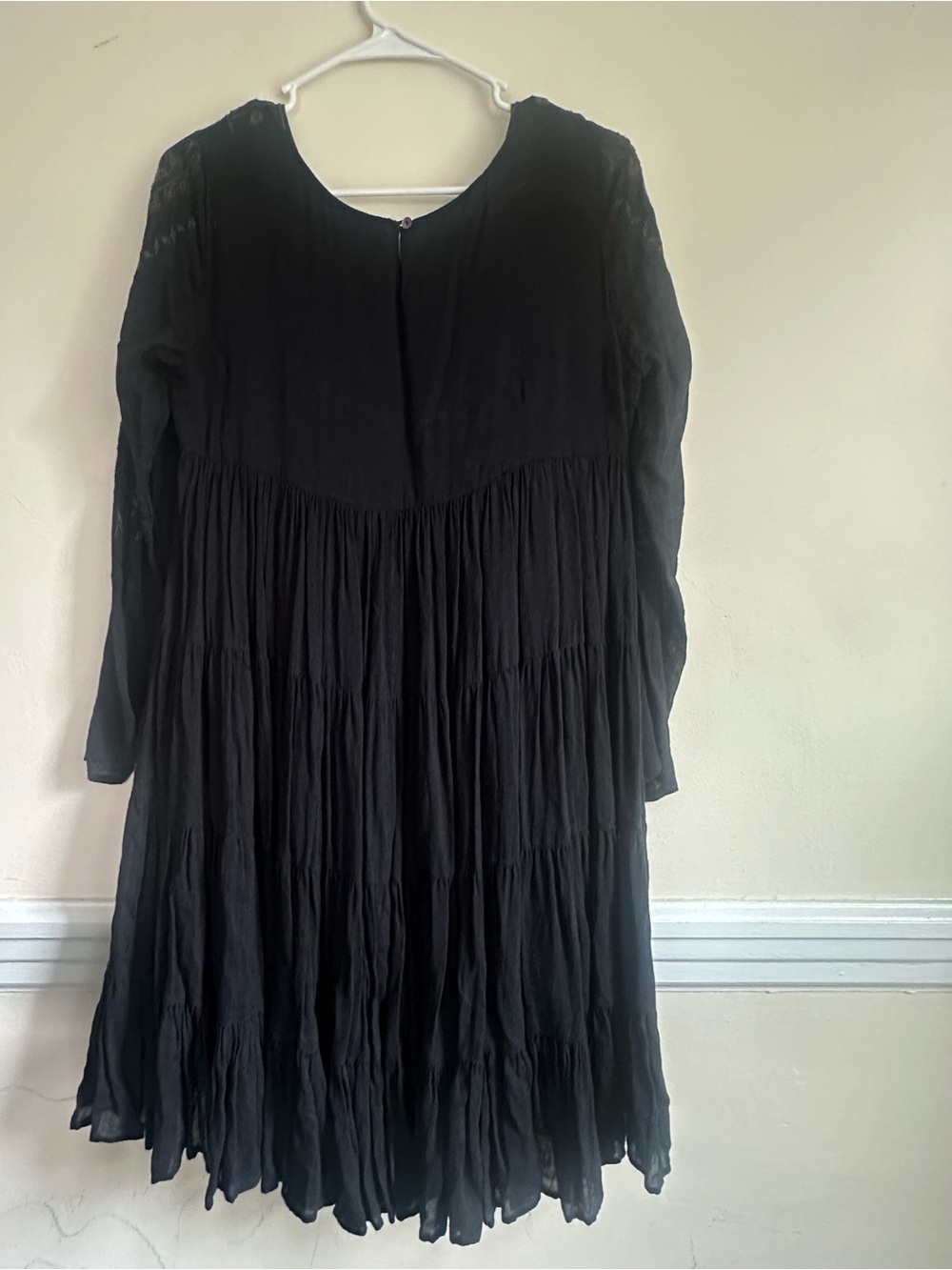 Antik Batik Sylla Black Tiered Long-Sleeve Embroidered Dress Small Bohemian - Picture 2 of 9